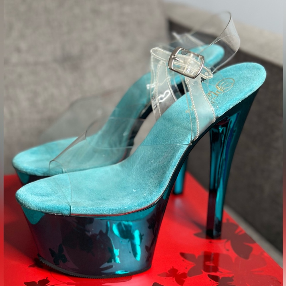 Pleaser Shoes- Sky Platform Turquoise